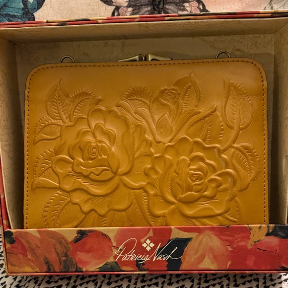 Patricia Nash Handbags - Patricia Nash Mango “Evangeline”Floral Embossed Crossbody/chain handle Bag NIB